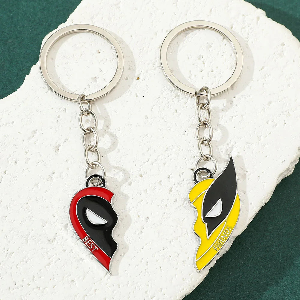 1Pair Marvel Deadpool & Wolverine Necklace Best Friends Set Split Heart Matching Pendant Necklace for Fans Accessories Gift