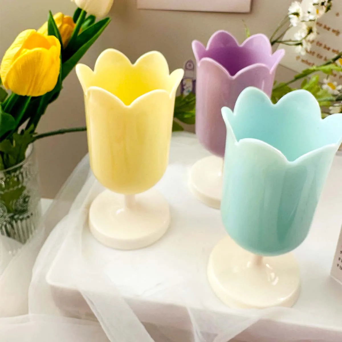 1pc Flower Pen Holder, Desktop round Row, Pen Storage Ornaments, Mother's Day Tulip Pen Holder Gifts