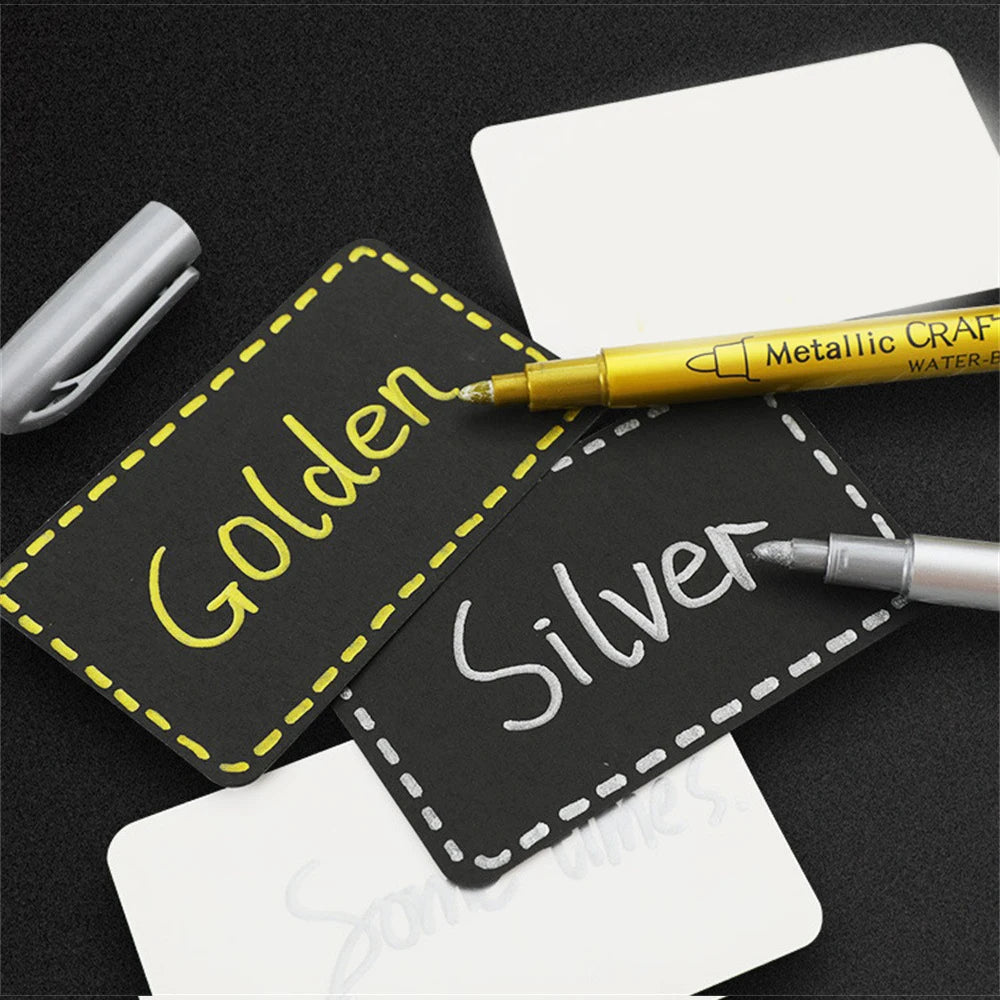 1/2/3PCS 2023 Brush Metallic Marker Pens Set Gold Silver White Permanent Art Markers For Artist Illustration Crafts Scrapbooking