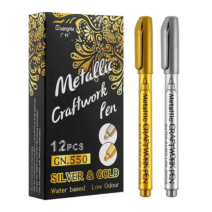 1/2/3PCS 2023 Brush Metallic Marker Pens Set Gold Silver White Permanent Art Markers For Artist Illustration Crafts Scrapbooking