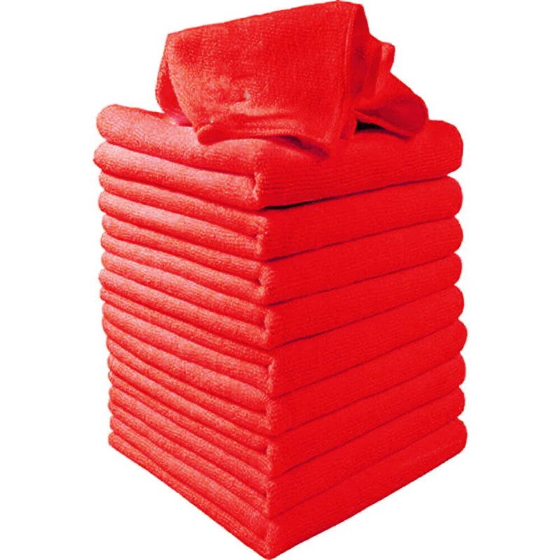 10Pc Microfiber Car Cleaning Cloth Water Absorbent Lint Free Red Wash Towels For Kitchen/Bathroom Home Car Accessories 30*30cm