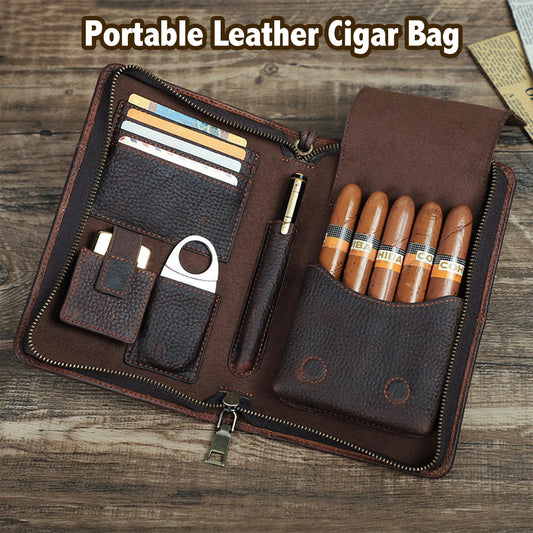 1pc,Leather cigar storage bag, can store various cigar accessories, travel size