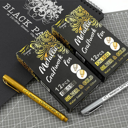 1/2/3PCS 2023 Brush Metallic Marker Pens Set Gold Silver White Permanent Art Markers For Artist Illustration Crafts Scrapbooking